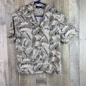 Tapestry Size Small Leaf Tropical Print Button Front Short Sleeve Shirt …